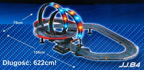 6-metrowy Tor wyścigowy dla dzieci 3-8 lat + Świetlne pętle 360 + 2 autka + Licznik okrążeń 6-metrowy Tor wyścigowy dla dzieci 3-8 lat + Świetlne pętle 360 + 2 autka + Licznik okrążeń