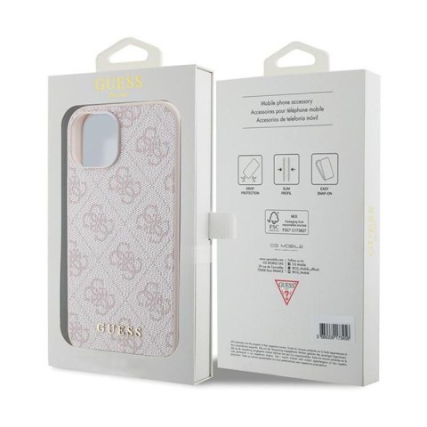 Guess 4G Metal Gold Logo - Etui iPhone 15 Plus (różowy) Guess 4G Metal Gold Logo - Etui iPhone 15 Plus (różowy)