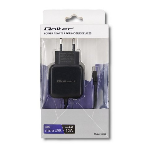 QOLTEC ŁADOWARKA SIECIOWA MICRO USB, 5V, 2.4A, 12W, CZARNA QOLTEC ŁADOWARKA SIECIOWA MICRO USB, 5V, 2.4A, 12W, CZARNA
