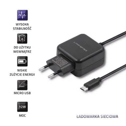 QOLTEC ŁADOWARKA SIECIOWA MICRO USB, 5V, 2.4A, 12W, CZARNA QOLTEC ŁADOWARKA SIECIOWA MICRO USB, 5V, 2.4A, 12W, CZARNA