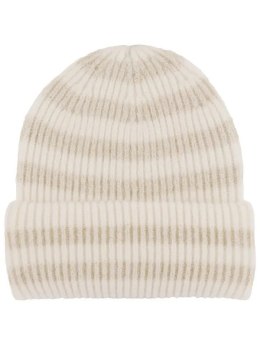 Ciepła czapka damska BEANIE zimowa jesienna jednokolorowa (Ecru)