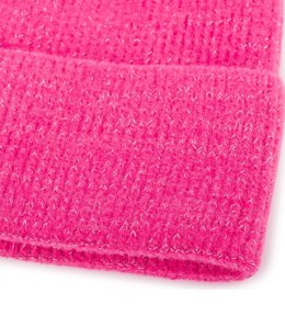 Ciepła czapka damska BEANIE zimowa jesienna jednokolorowa (Różowy)