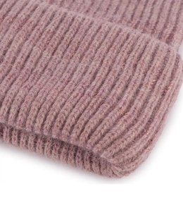Ciepła czapka damska BEANIE zimowa jesienna jednokolorowa (Różowy)