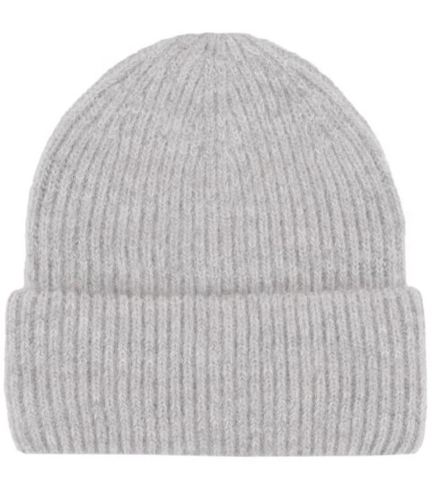 Ciepła czapka damska BEANIE zimowa jesienna jednokolorowa (Szary)