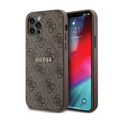 Guess 4G Collection Leather Metal Logo MagSafe - Etui iPhone 12 / iPhone 12 Pro (brązowy) Guess 4G Collection Leather Metal Logo MagSafe - Etui iPhone 12 / iPhone 12 Pro (brązowy)