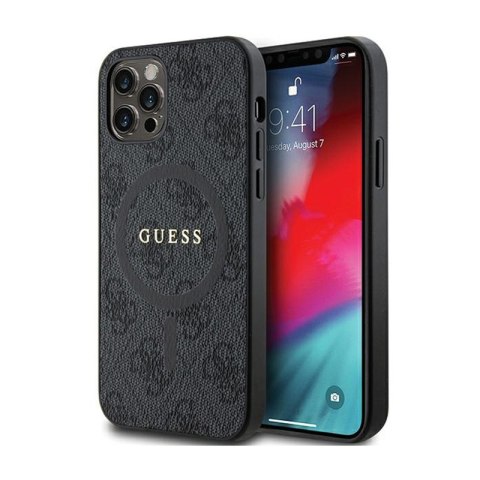 Guess 4G Collection Leather Metal Logo MagSafe - Etui iPhone 12 / iPhone 12 Pro (czarny) Guess 4G Collection Leather Metal Logo MagSafe - Etui iPhone 12 / iPhone 12 Pro (czarny)