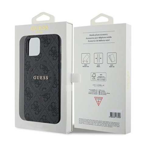 Guess 4G Collection Leather Metal Logo MagSafe - Etui iPhone 12 / iPhone 12 Pro (czarny) Guess 4G Collection Leather Metal Logo MagSafe - Etui iPhone 12 / iPhone 12 Pro (czarny)