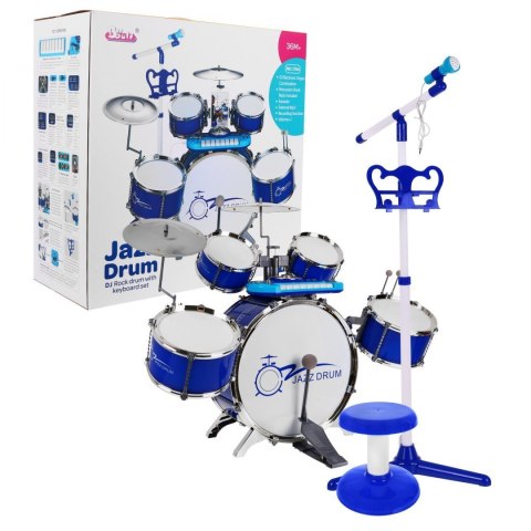 Zestaw muzyczny Perkusja + Keyboard + Mikrofon dla dzieci 3+ niebieski Dźwięki Światła Zestaw muzyczny Perkusja + Keyboard + Mikrofon dla dzieci 3+ niebieski Dźwięki Światła