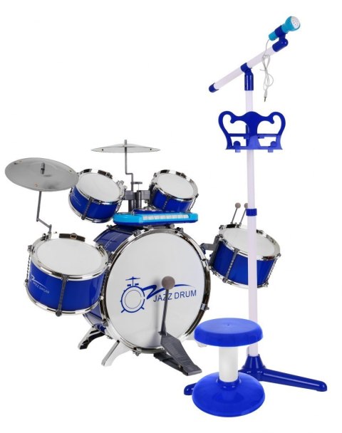 Zestaw muzyczny Perkusja + Keyboard + Mikrofon dla dzieci 3+ niebieski Dźwięki Światła Zestaw muzyczny Perkusja + Keyboard + Mikrofon dla dzieci 3+ niebieski Dźwięki Światła