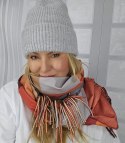 Ciepła czapka damska BEANIE zimowa jesienna jednokolorowa (Szary)