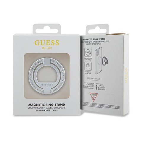 Guess MagSafe Ring Stand Rhinestone - Magnetyczny uchwyt na palec do telefonu z funkcją standu (Srebrny) Guess MagSafe Ring Stand Rhinestone - Magnetyczny uchwyt na palec do telefonu z funkcją standu (Srebrny)
