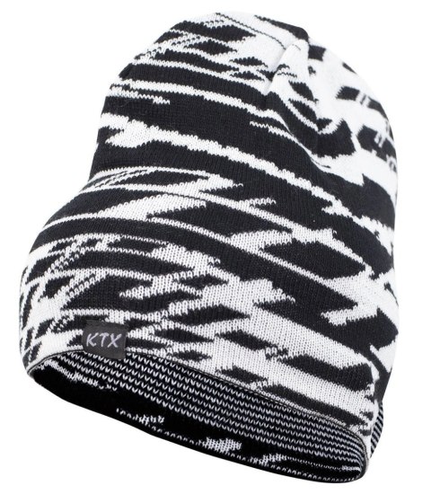 Uniwersalna czapka zimowa jesienna BEANIE Ciepła abstrakcyjny wzór (Biały || Czarny)