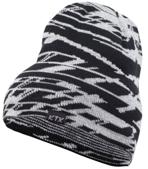 Uniwersalna czapka zimowa jesienna BEANIE Ciepła abstrakcyjny wzór (Biały || Czarny)