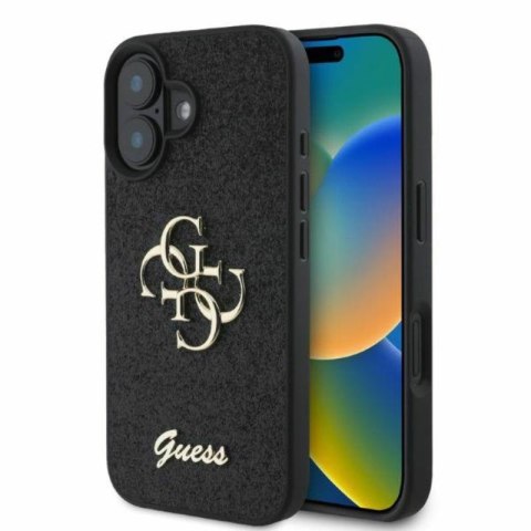 Guess Fixed Glitter Big 4G - Etui iPhone 16 (czarny) Guess Fixed Glitter Big 4G - Etui iPhone 16 (czarny)