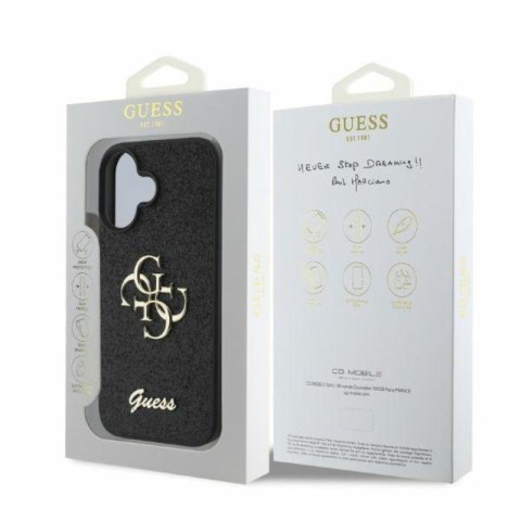 Guess Fixed Glitter Big 4G - Etui iPhone 16 (czarny) Guess Fixed Glitter Big 4G - Etui iPhone 16 (czarny)