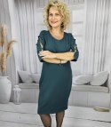 Elegancka sukienka midi ołówkowa z ozdobnymi rękawami LIDIA (Zielony) 38