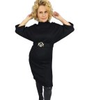 Dzianinowa sukienka midi z paskiem i rękawami typu nietoperz ALENA (Czarny) 3XL (46)