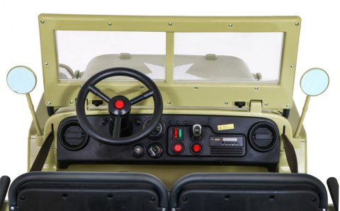 Autko Wojskowe Retro Strong dla 3 dzieci Matcha + Napęd 4x4 + Schowki + EVA + Wolny Start + MP3 LED Autko Wojskowe Retro Strong dla 3 dzieci Matcha + Napęd 4x4 + Schowki + EVA + Wolny Start + MP3 LED