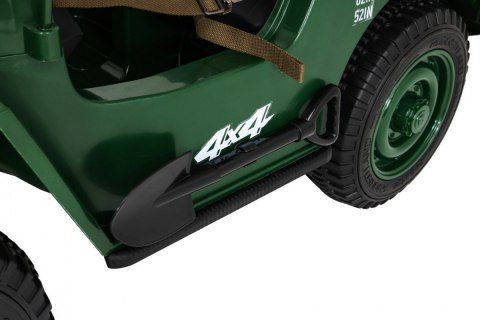 Autko Wojskowe Retro Strong dla 3 dzieci Zielony + Napęd 4x4 + Schowki + EVA + Wolny Start + MP3 LED Autko Wojskowe Retro Strong dla 3 dzieci Zielony + Napęd 4x4 + Schowki + EVA + Wolny Start + MP3 LED