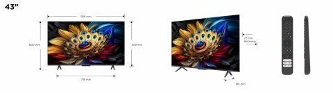 Telewizor TCL 43C655 QLED 43'' 4K Ultra HD Google TV Dolby Atmos DVB-T2 Czarny Telewizor TCL 43C655 QLED 43'' 4K Ultra HD Google TV Dolby Atmos DVB-T2 Czarny