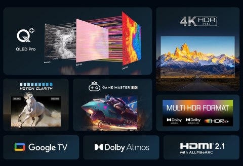 Telewizor TCL 43C655 QLED 43'' 4K Ultra HD Google TV Dolby Atmos DVB-T2 Czarny Telewizor TCL 43C655 QLED 43'' 4K Ultra HD Google TV Dolby Atmos DVB-T2 Czarny