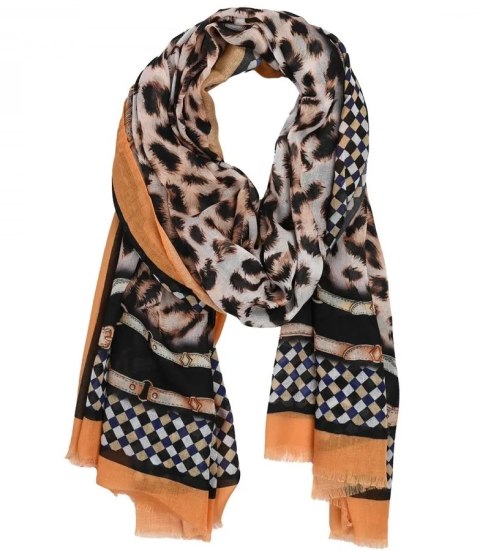 Stylowa chusta chustka szal wiskoza we wzory Elegancka 180cmx90cm (Wielokolorowy)