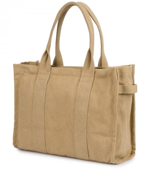 Duża torba shopperka jednokolorowa z napisem "My Bestbag" (Beżowy) Duża torba shopperka jednokolorowa z napisem "My Bestbag" (Beżowy)