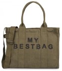 Duża torba shopperka jednokolorowa z napisem "My Bestbag" (Zielony)