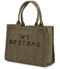 Duża torba shopperka jednokolorowa z napisem "My Bestbag" (Zielony)