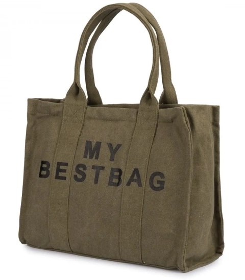 Duża torba shopperka jednokolorowa z napisem "My Bestbag" (Zielony) Duża torba shopperka jednokolorowa z napisem "My Bestbag" (Zielony)