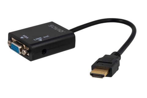 Adapter SAVIO cl-23 (HDMI M - D-Sub (VGA) F; 0,20m; kolor czarny) Adapter SAVIO cl-23 (HDMI M - D-Sub (VGA) F; 0,20m; kolor czarny)