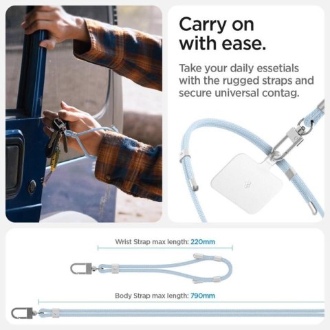 Spigen Universal Strap Set Crossbody & Wrist - Pasek do telefonu na ramię + na nadgarstek (Mute Blue) Spigen Universal Strap Set Crossbody & Wrist - Pasek do telefonu na ramię + na nadgarstek (Mute Blue)