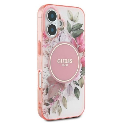 Guess IML Flower & Tonal Circle MagSafe - Etui iPhone 16 Plus (różowy) Guess IML Flower & Tonal Circle MagSafe - Etui iPhone 16 Plus (różowy)