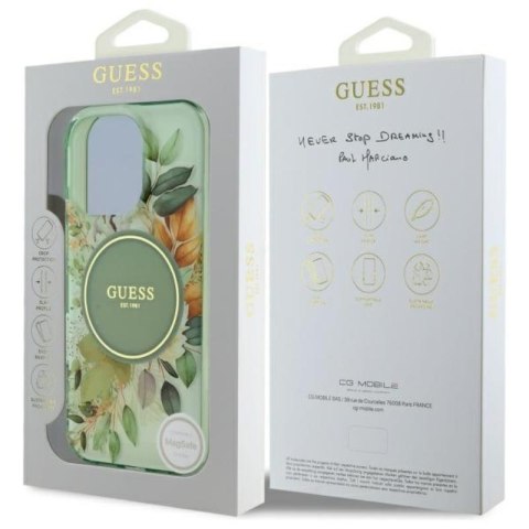 Guess IML Flower & Tonal Circle MagSafe - Etui iPhone 16 Pro Max (zielony) Guess IML Flower & Tonal Circle MagSafe - Etui iPhone 16 Pro Max (zielony)