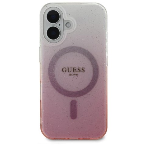 Guess IML Glitter Gradient MagSafe - Etui iPhone 16 (różowy) Guess IML Glitter Gradient MagSafe - Etui iPhone 16 (różowy)