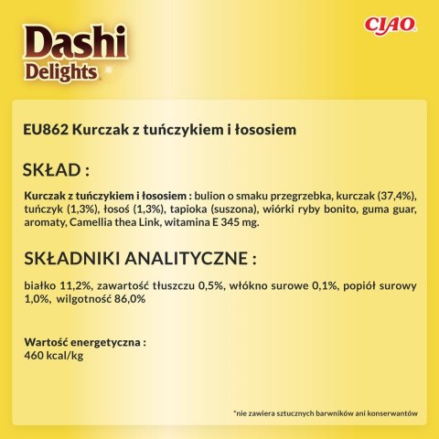 INABA Dashi Delights Kurczak Tuńczyk&Łosoś - Przysmak dla kotów - 70g INABA Dashi Delights Kurczak Tuńczyk&Łosoś - Przysmak dla kotów - 70g
