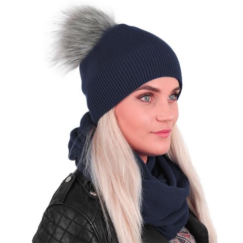 KOMPLET czapka z pomponem i komin KOMPLET czapka z pomponem i komin