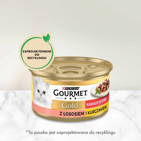 GOURMET GOLD Łosoś i kurczak w sosie mokra karma dla kota - puszka - 85 g GOURMET GOLD Łosoś i kurczak w sosie mokra karma dla kota - puszka - 85 g