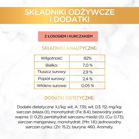 GOURMET GOLD Łosoś i kurczak w sosie mokra karma dla kota - puszka - 85 g GOURMET GOLD Łosoś i kurczak w sosie mokra karma dla kota - puszka - 85 g