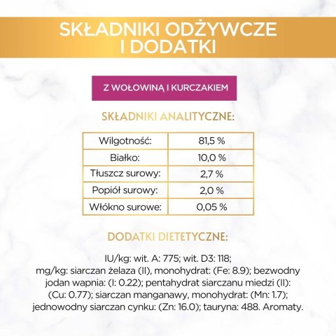 GOURMET GOLD Wołowina z kurczakiem mix kawałków na parze i w sosie - mokra karma dla kota - 85 g GOURMET GOLD Wołowina z kurczakiem mix kawałków na parze i w sosie - mokra karma dla kota - 85 g