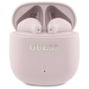 Guess Printed Classic Logo - Słuchawki Bluetooth TWS + etui ładujące (różowy)