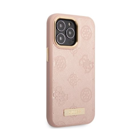 Guess Peony Logo Plate MagSafe - Etui iPhone 13 Pro (różowy) Guess Peony Logo Plate MagSafe - Etui iPhone 13 Pro (różowy)