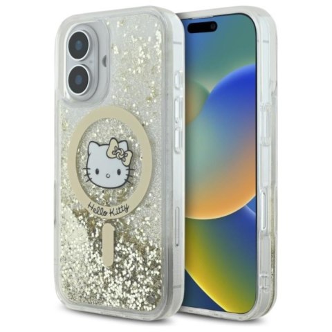 Hello Kitty Liquid Glitter Fever MagSafe - Etui iPhone 16 (biały / złoty) Hello Kitty Liquid Glitter Fever MagSafe - Etui iPhone 16 (biały / złoty)