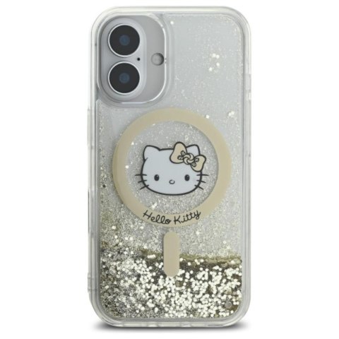 Hello Kitty Liquid Glitter Fever MagSafe - Etui iPhone 16 (biały / złoty) Hello Kitty Liquid Glitter Fever MagSafe - Etui iPhone 16 (biały / złoty)