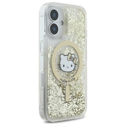 Hello Kitty Liquid Glitter Fever MagSafe - Etui iPhone 16 (biały / złoty) Hello Kitty Liquid Glitter Fever MagSafe - Etui iPhone 16 (biały / złoty)