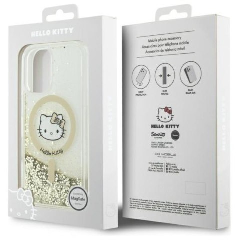 Hello Kitty Liquid Glitter Fever MagSafe - Etui iPhone 16 (biały / złoty) Hello Kitty Liquid Glitter Fever MagSafe - Etui iPhone 16 (biały / złoty)