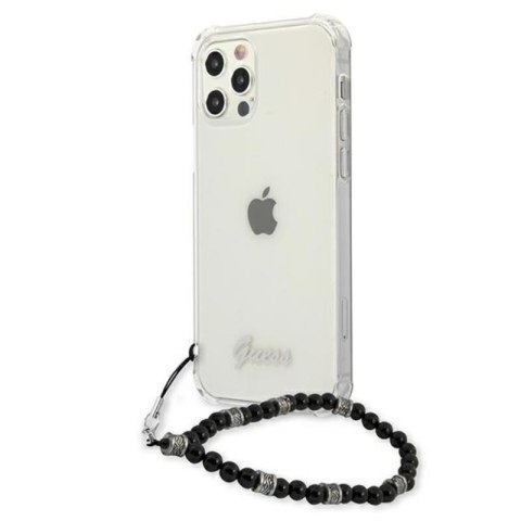 Guess Black Pearl Strap - Etui iPhone 12 / iPhone 12 Pro (przezroczysty) Guess Black Pearl Strap - Etui iPhone 12 / iPhone 12 Pro (przezroczysty)