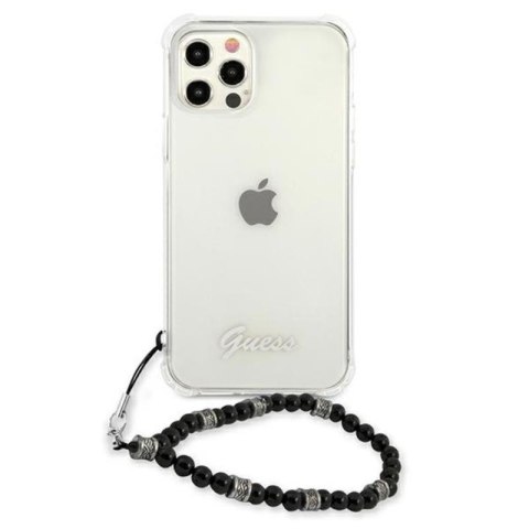 Guess Black Pearl Strap - Etui iPhone 12 / iPhone 12 Pro (przezroczysty) Guess Black Pearl Strap - Etui iPhone 12 / iPhone 12 Pro (przezroczysty)