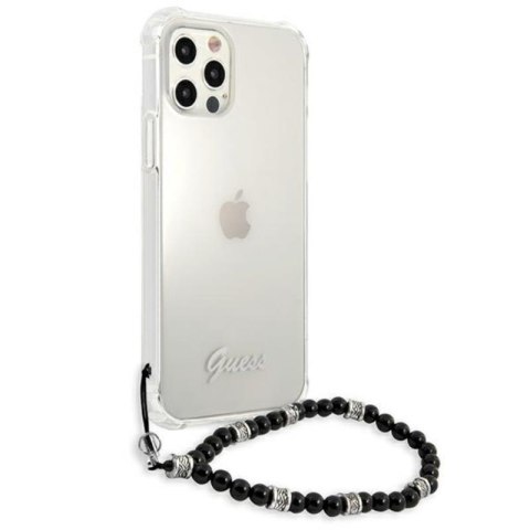 Guess Black Pearl Strap - Etui iPhone 12 / iPhone 12 Pro (przezroczysty) Guess Black Pearl Strap - Etui iPhone 12 / iPhone 12 Pro (przezroczysty)