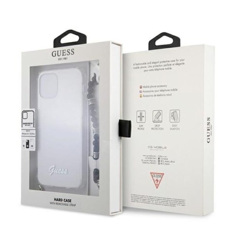 Guess Black Pearl Strap - Etui iPhone 12 / iPhone 12 Pro (przezroczysty) Guess Black Pearl Strap - Etui iPhone 12 / iPhone 12 Pro (przezroczysty)